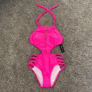 Hot pink bathing suit!